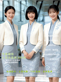 新中式国风接待制服｜祥云刺绣打造高端厅堂东方美学