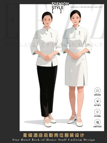 简约立领侧扣女士星级酒店保洁工作服